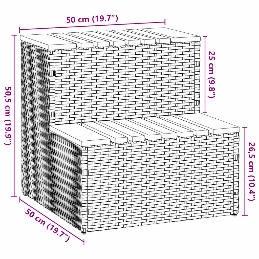 Badtunna Step ljusgrå 50x50x50,5 cm konstrotting solid akacia