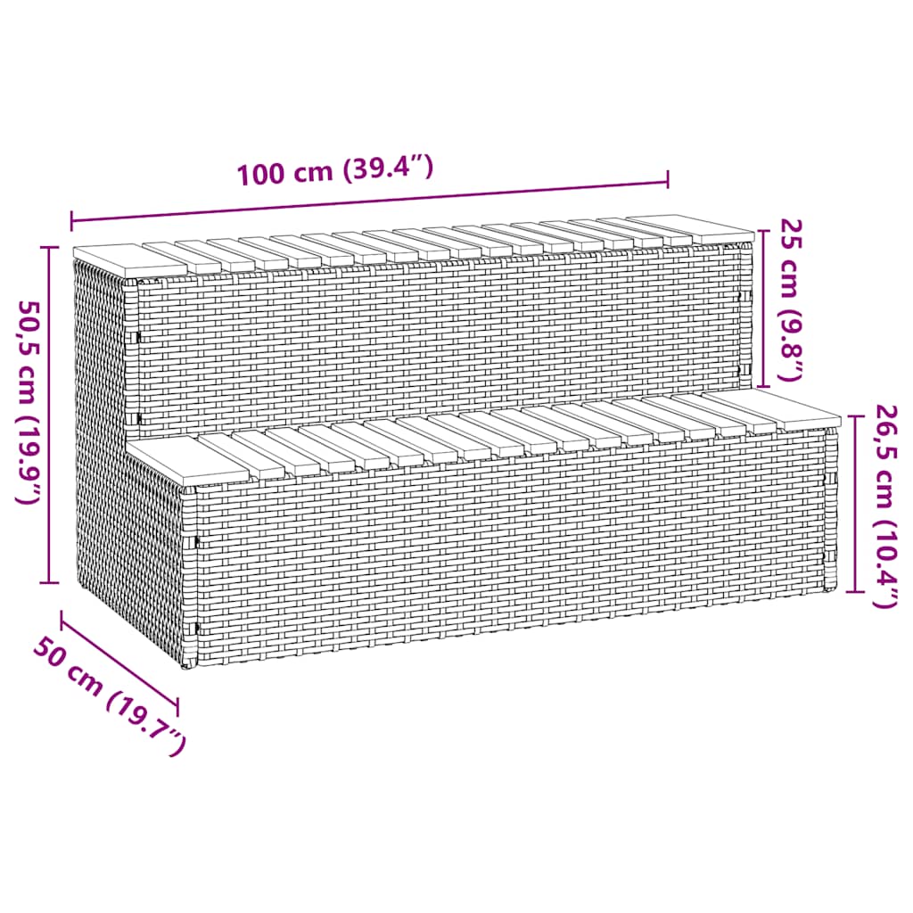 Badtunna Step Black 100x50x50,5 cm konstrotting solid akacia