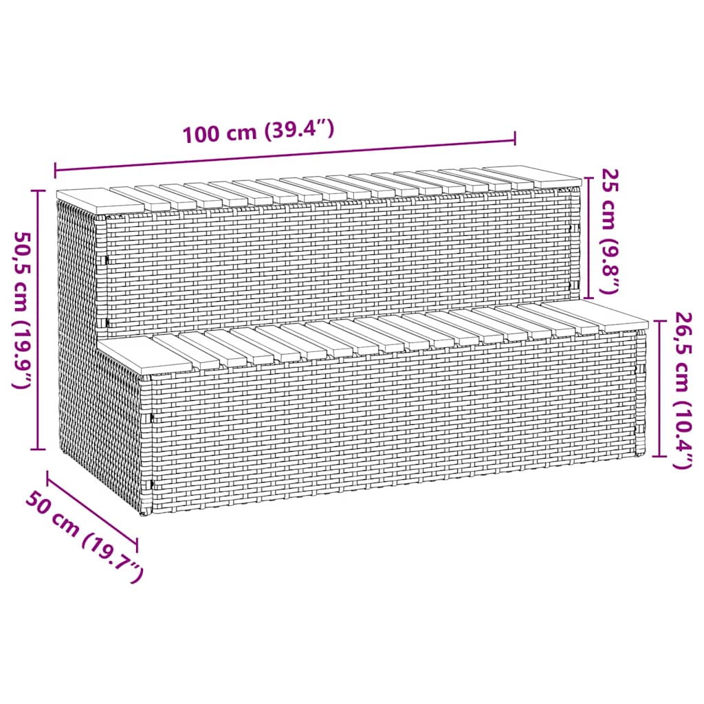 Badtunna Step beige 100x50x50,5cm konstrotting och solid akacia