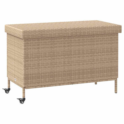 Trädgårdslåda med hjul blandad beige 110x55x73 cm konstrotting