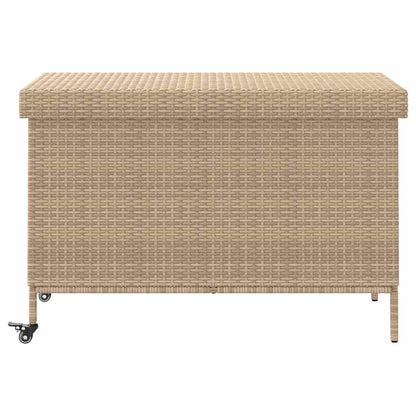 Trädgårdslåda med hjul blandad beige 110x55x73 cm konstrotting