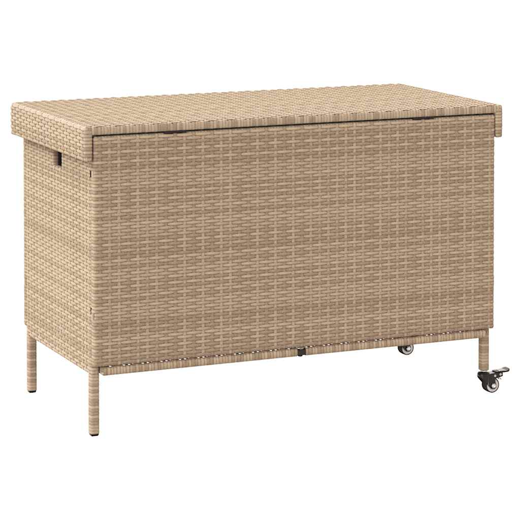 Trädgårdslåda med hjul blandad beige 110x55x73 cm konstrotting