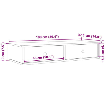 Vägghylla med lådor svart 100x37,5x19 cm konstruerat trä