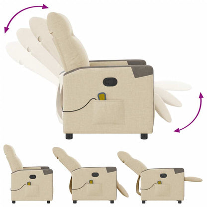 Massagefåtölj gräddvit tyg