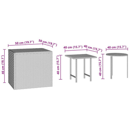 Sidobord 3 delar brun konstrotting