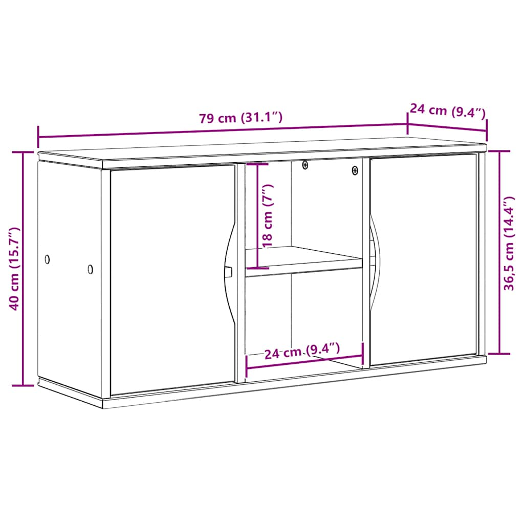 TV-bänk "ODDA" vit 79x24x40 cm massiv furu