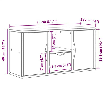 TV-bänk med låda "ODDA" vit 79x24x40 cm massiv furu