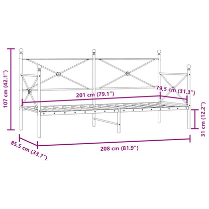 Dagbädd utan madrass svart 80x200 cm stål