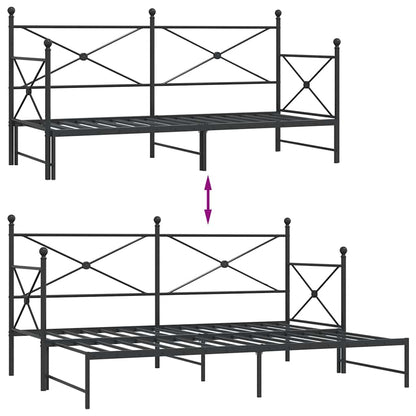 Dagbädd med rull utan madrass svart 75x190 cm stål