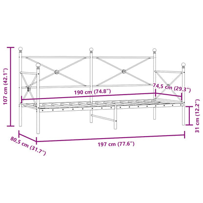 Dagbädd utan madrass vit 75x190 cm stål