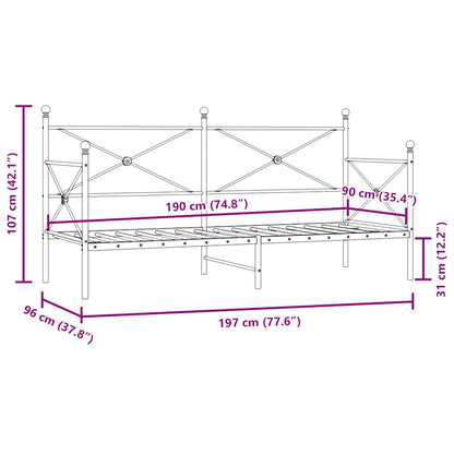 Dagbädd utan madrass vit 90x190 cm stål