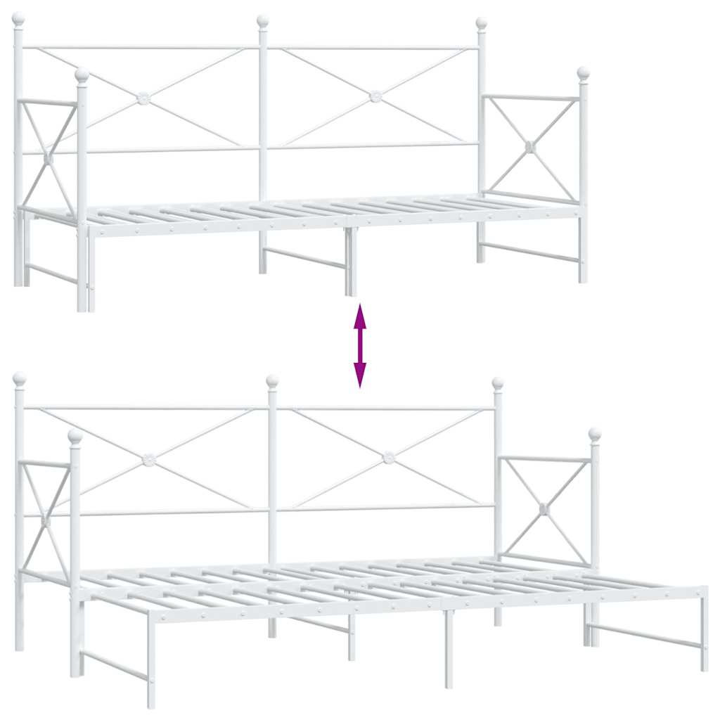 Dagbädd med rulle utan madrass vit 90x190 cm stål