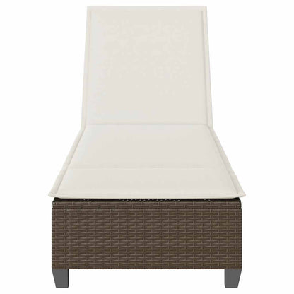 Solstol med dynor brun 55x200x25,5cm konstrotting