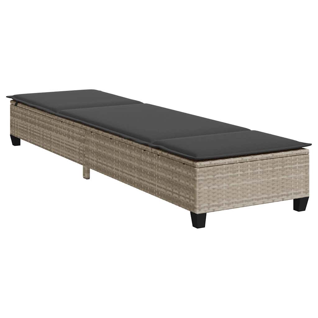 Solstol med dynor ljusgrå 55x200x25,5cm konstrotting