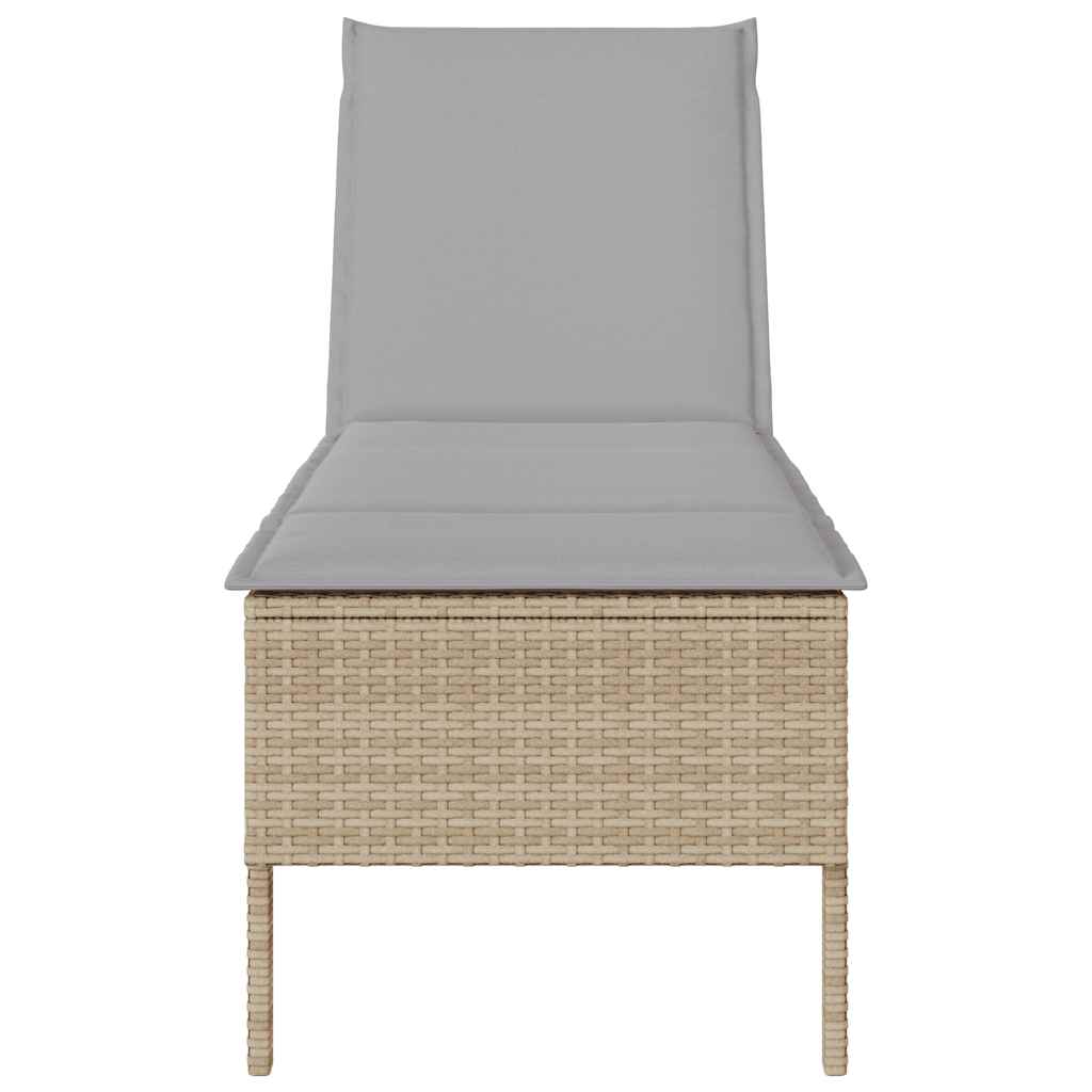 Solstol med dyna beige 55x200x44cm konstrotting