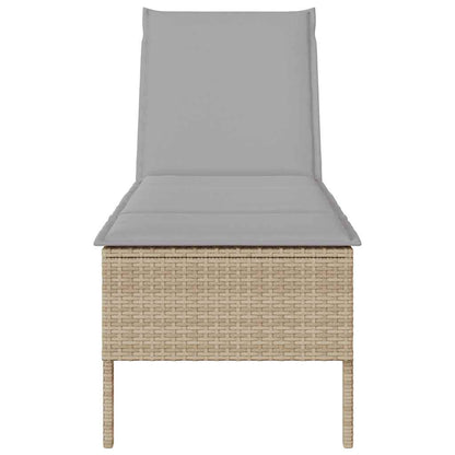 Solstol med dyna beige 55x200x44cm konstrotting