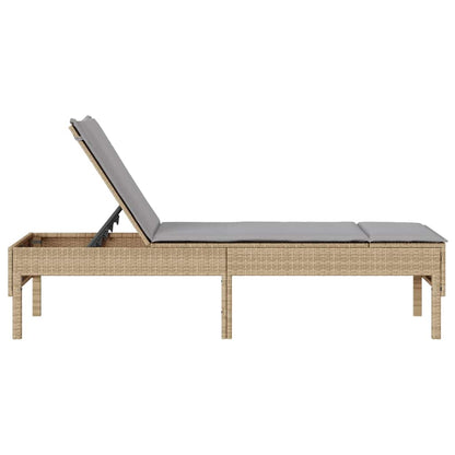 Solstol med dyna beige 55x200x44cm konstrotting