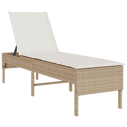 Solstol med dyna beige 55x200x44cm konstrotting