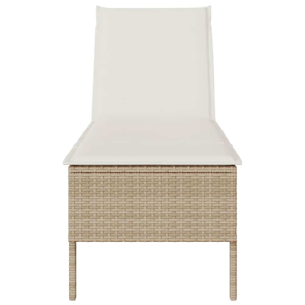 Solstol med dyna beige 55x200x44cm konstrotting