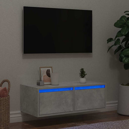 Tv-bänk med LED-belysning betonggrå 75x35,5x25 cm