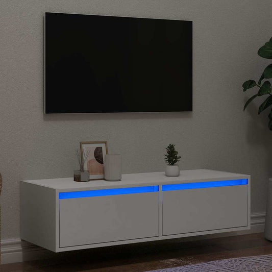 Tv-bänk med LED-belysning vit 100X35,5x25 cm