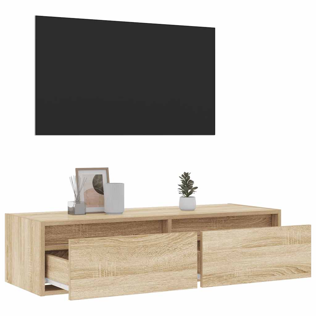 Tv-bänk med LED-belysning sonoma ek 100X35,5x25 cm