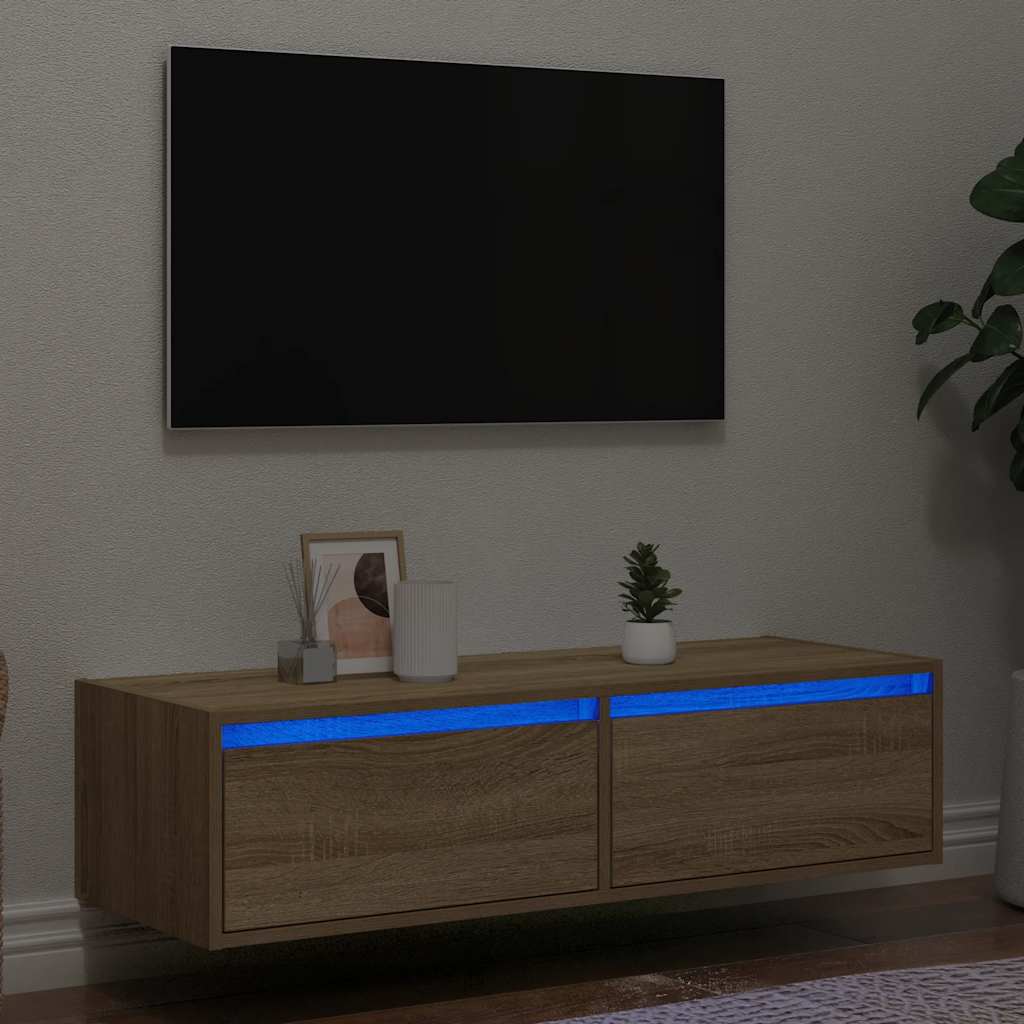 Tv-bänk med LED-belysning sonoma ek 100X35,5x25 cm