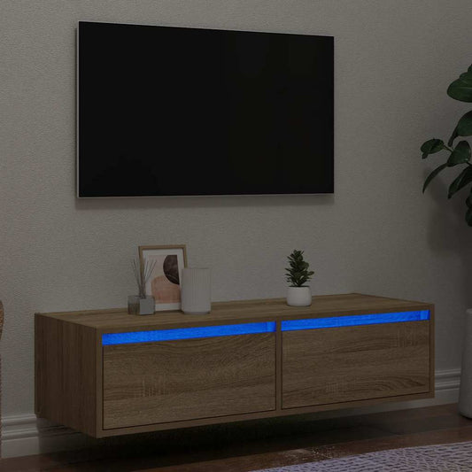 Tv-bänk med LED-belysning sonoma ek 100X35,5x25 cm