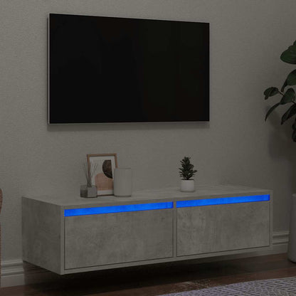 Tv-bänk med LED-belysning betonggrå 100X35,5x25 cm