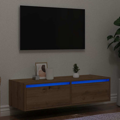 Tv-bänk med LED-belysning artisan ek 100X35,5x25 cm