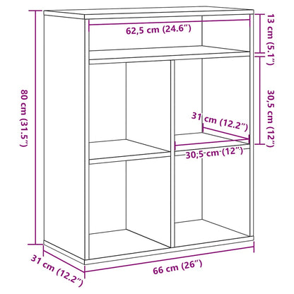 Bokhylla rökfärgad ek 66x31x80 cm konstruerat trä