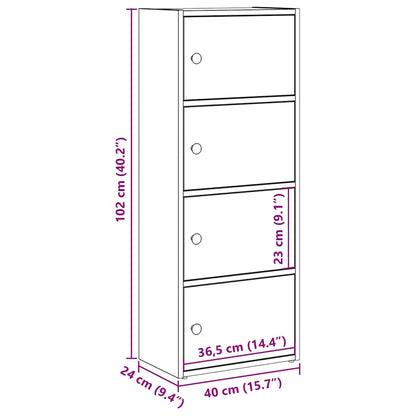 Bokhylla vit 40x24x102 cm konstruerat trä