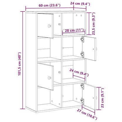 Bokhylla svart ek 60x24x101,5 cm konstruerat trä