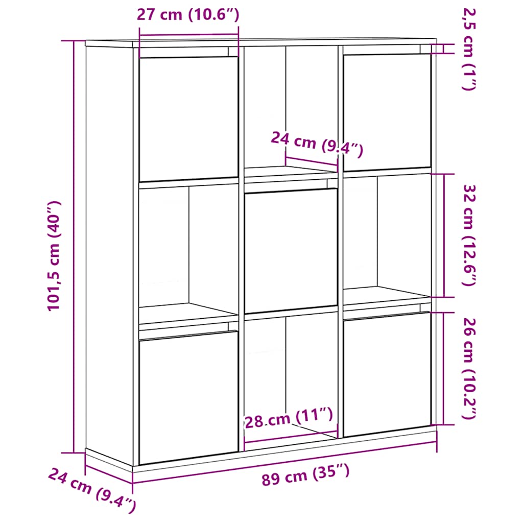 Bokhylla vit 89x24x101,5 cm konstruerat trä