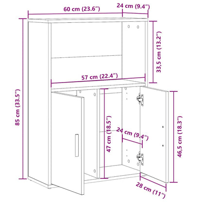 Bokhylla sonoma-ek 60x24x85 cm konstruerat trä