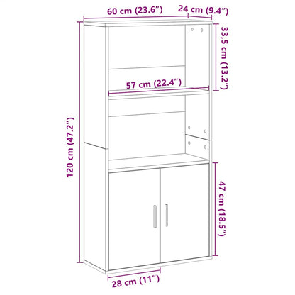 Bokhylla vit 60x24x120 cm konstruerat trä