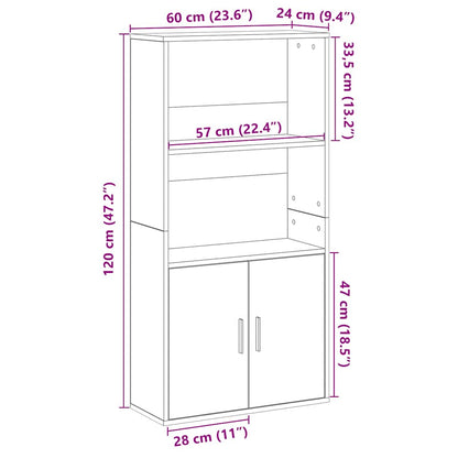 Bokhylla brun ek 60x24x120 cm konstruerat trä