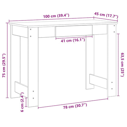 Skrivbord svart 100x45x75 cm konstruerat trä