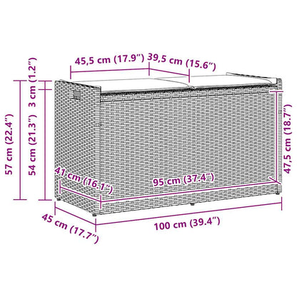 Förvaringsbänk för utomhusbruk dyna svart 100 cm konstrotting