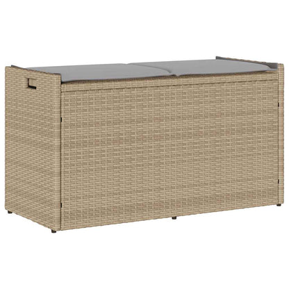 Förvaringsbänk för utomhusbruk dyna beige 100 cm konstrotting