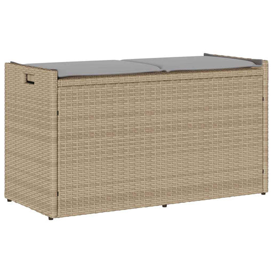 Förvaringsbänk för utomhusbruk dyna beige 100 cm konstrotting