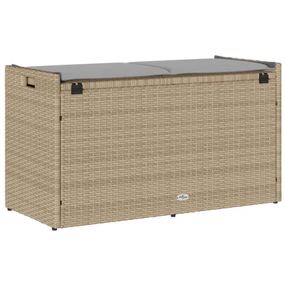 Förvaringsbänk för utomhusbruk dyna beige 100 cm konstrotting