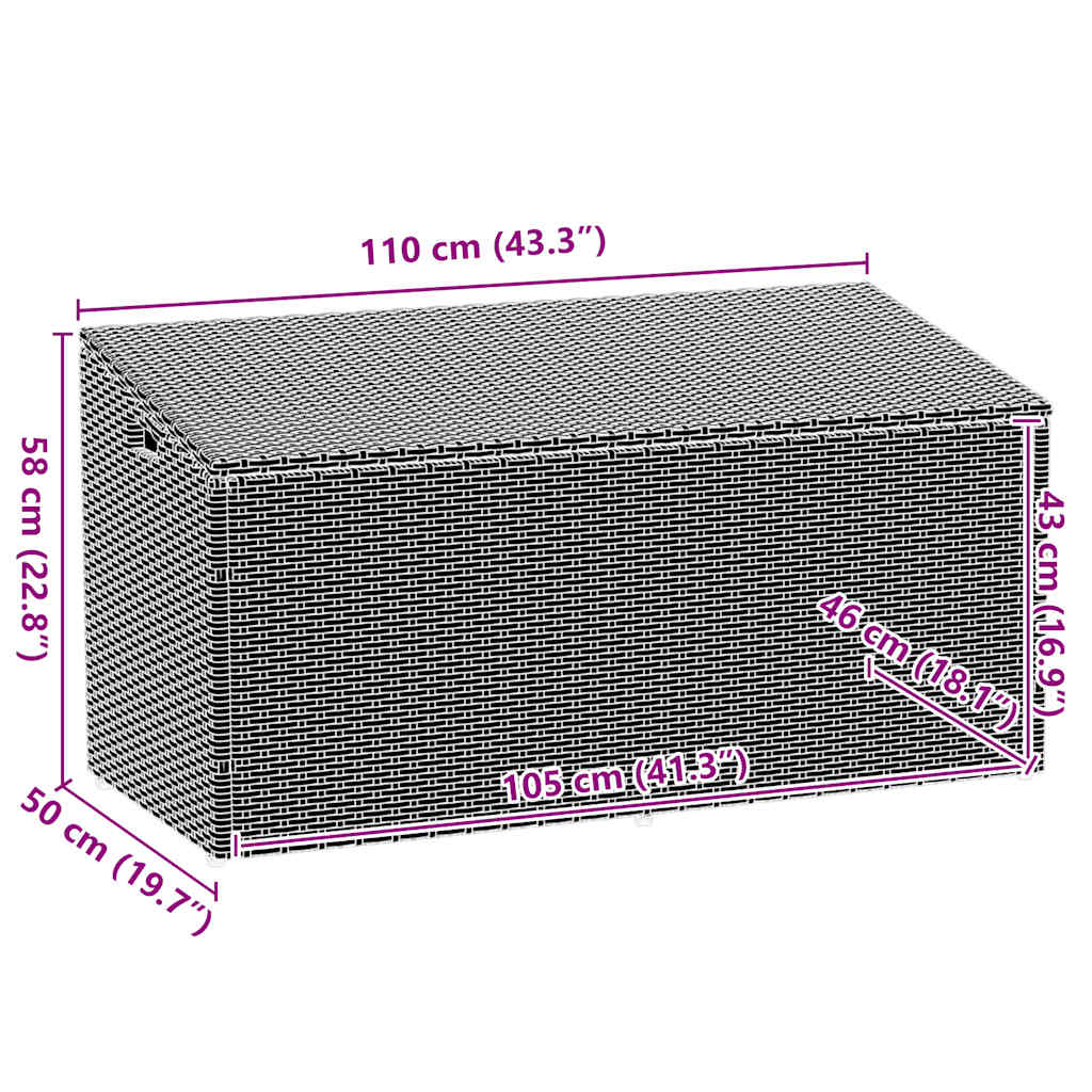 Dynbox grå 110x50x58 cm konstrotting