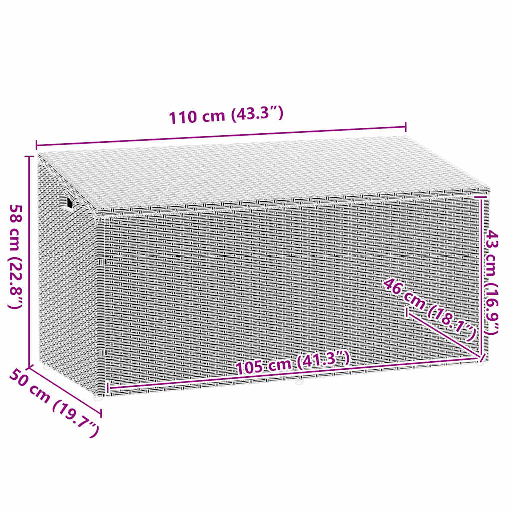 Dynbox ljusgrå 110x50x58 cm konstrotting