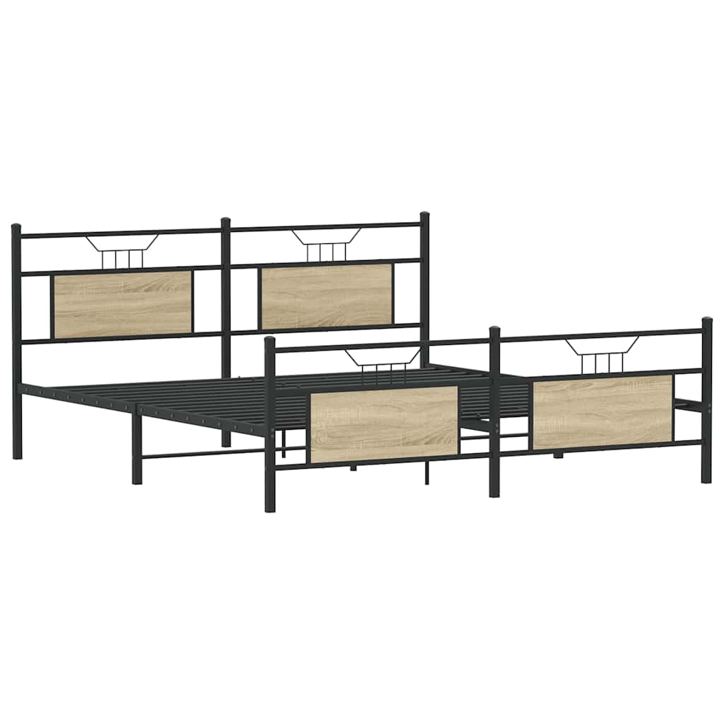 Sängram utan madrass metall sonoma-ek 160x200 cm