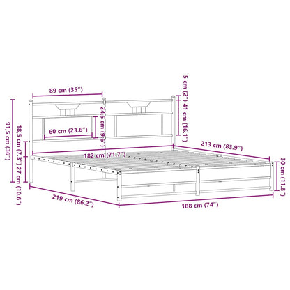 Sängram utan madrass metall sonoma-ek 183x213 cm