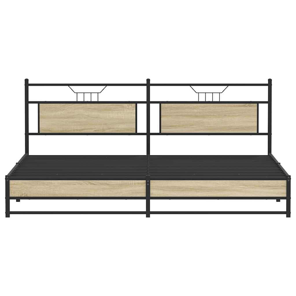 Sängram utan madrass metall sonoma-ek 200x200 cm