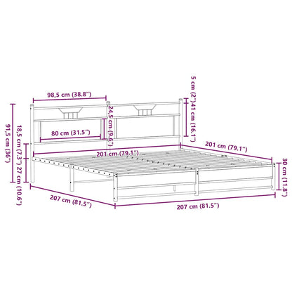 Sängram utan madrass metall sonoma-ek 200x200 cm