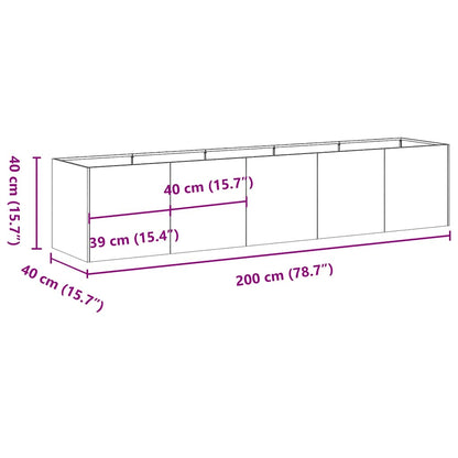 Odlingslåda svart 200x40x40 cm kallvalsat stål