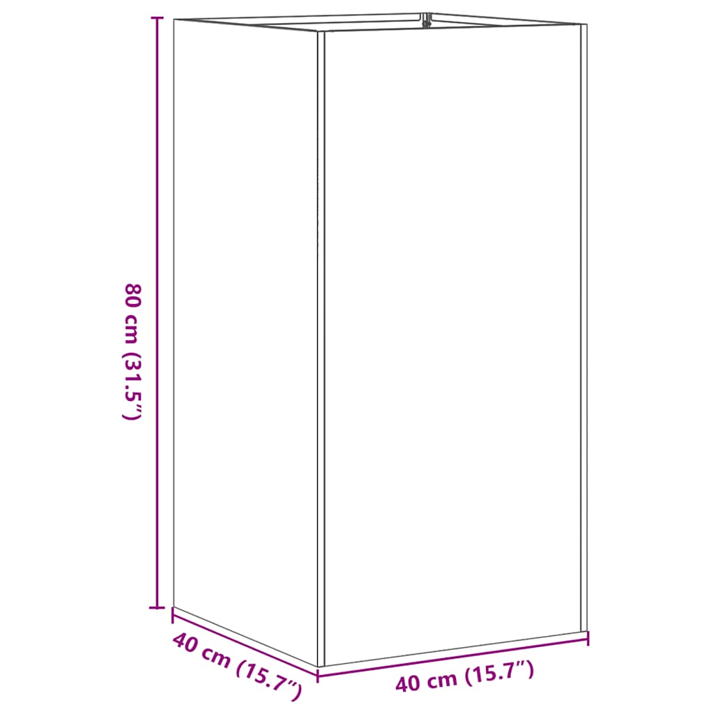 Planteringskärl svart 40x40x80 cm kallvalsat stål